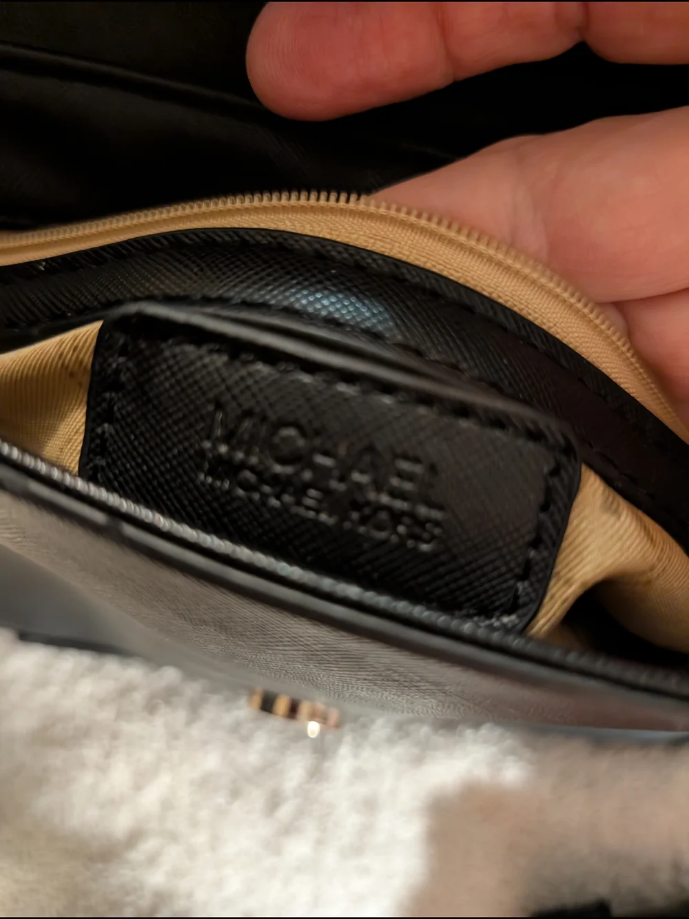 Michael Kors Black Crossbody with Gold MK Medallion